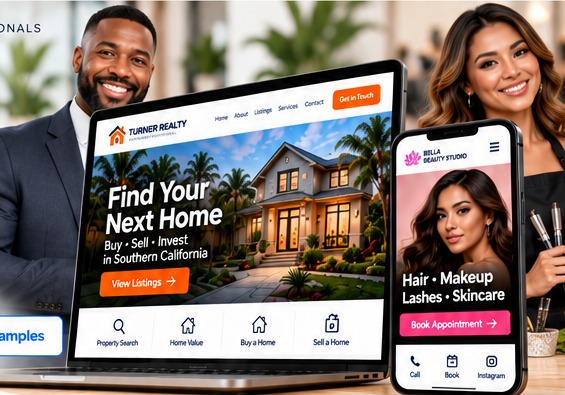 Website previews for a real estate professional and beauty business